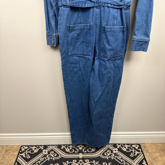 ICONE by Simon’s long sleeve cotton belted denim jean jumpsuit medium - Picture 10 of 12